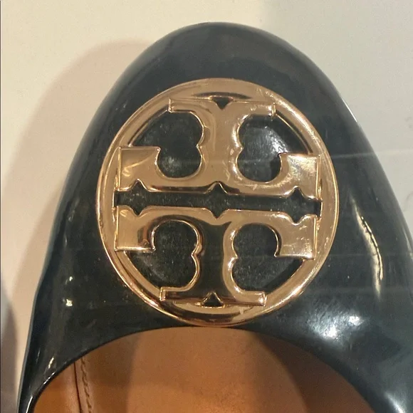 Tory Burch Reva Black Patent Leather Ballet Flats Size 8